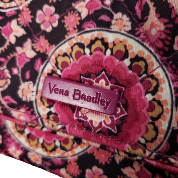 Vera Bradley Iconic RFID Riley Compact Tri-Fold Wallet Raspberry Medallion - Picture 2 of 7